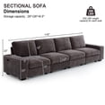 thumbnail image 6 of LEISLAND 128" Sectional Couches for Living Room, Modular Deep Seat Sofa Couch with Storage, Modern Big Couches and Sofas with Low-Back Cushion and Detachable Cover(Dark Grey), 6 of 7