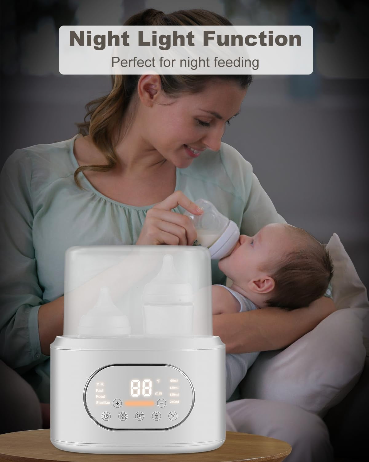 AMZBABYCHEF 10-in-1 Fast Baby Bottle Warmer for Breastmilk & Formula with Timer Accurate Temp Control