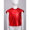 thumbnail image 4 of Sinleey T-Shirt à Manches Courtes Métalliques pour Enfants Filles Garçons Col Rond Danse Hip Hop Jazz Crop Top Brillant Athlétique Rouge m, 4 of 7
