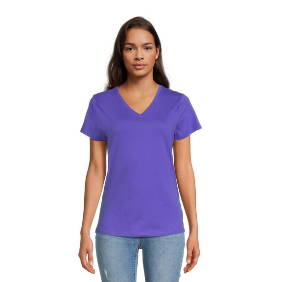 RealSize Women's V-Neck Tee with Short Sleeves, Sizes XS-3XL