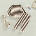 thumbnail image 4 of Musuos Baby Girls Boys Autumn Outfit Sets 4 10 18 24M 3T Long Sleeve O Neck Tops + Contrast Color/Striped Pants, 4 of 9