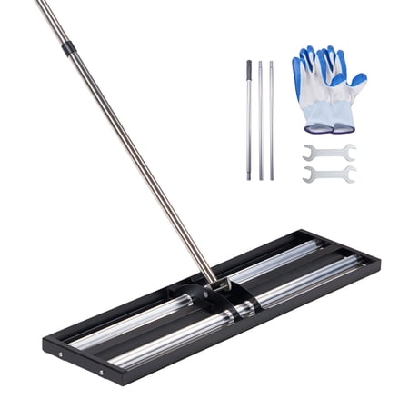 Updated Lawn Leveling Rake with Roller 48 x 10 Inch Stainless Steel Yard Leveler Tool with 83.9 Inch Adjustable Handle Heavy Duty Grass Soil Sand Leveling Tool for Yard Garden Golf Course Use