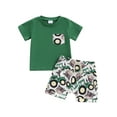 thumbnail image 2 of Aojekbee 2Pcs Baby Boy Summer Outfits Short Sleeve T-Shirt + Truck Print Shorts Set Infant Clothes, 2 of 10