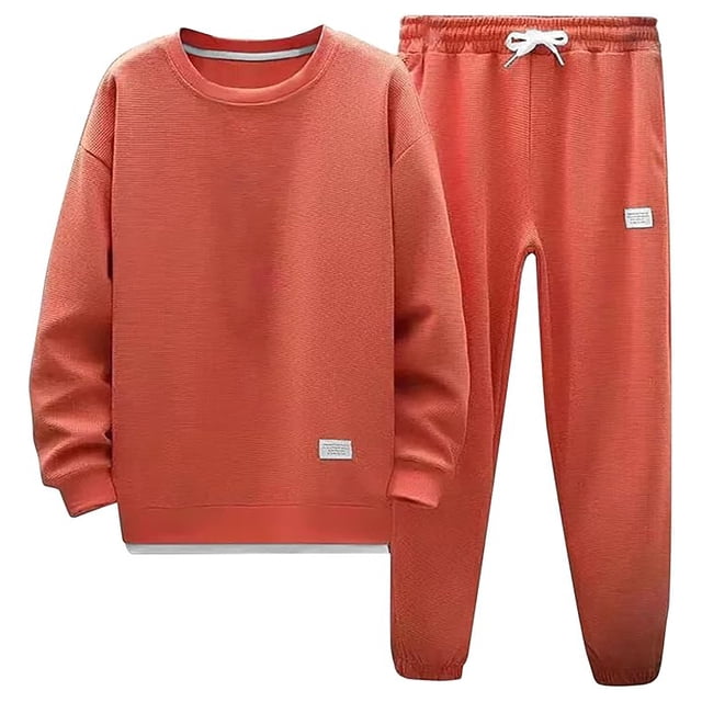 Knit Tracksuit Set for Everyday Casual Fall Athletic Comfort Men’s Suit Two Piece Top and Bottom