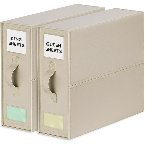 Bed Sheet Organizers and Storage,Large Sheet Set Organizer for Linen Closet,Foldable Bedding Container for all Size Sheets,Clothes and Blankets,4 Pack