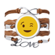 thumbnail image 1 of blink sonrisa ilustración patron pulsera de cuero negro trenzado pulsera de cuerda de amor Unbranded M, 1 of 3