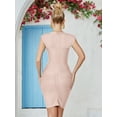 thumbnail image 3 of Sexy Backless Lace-Up Short Prom Homecoming Dress Short Sleeve Bodycon Cocktail Party Club Dress, 3 of 9