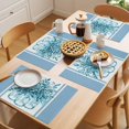 thumbnail image 5 of Eucalyptus Aqua Placemats Set of 8 Stripes Bottle Flower Cactus Plant Place Mats Indoor Wipeable Table Mats Washable Cloth Dining Table Placemats for Kitchen Holiday Party Home Decor 13x19 Inch, 5 of 9