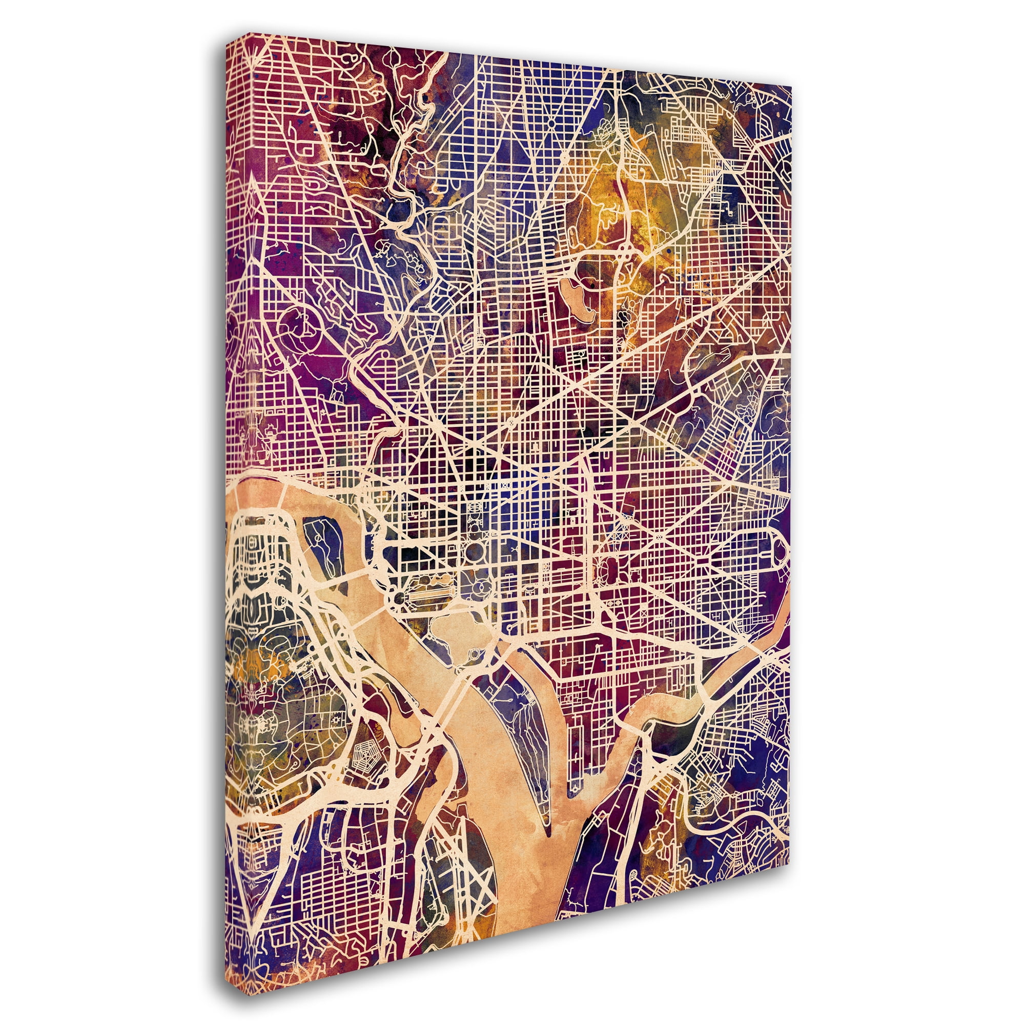 Trademark Fine Art "Washington DC Street Map 2" Canvas Art by Michael Tompsett