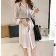 thumbnail image 6 of Women Lapel Single-Breasted Long Sleeve Solid Color Loose Shirt Versatile Blouse Autumn Dress, 6 of 6
