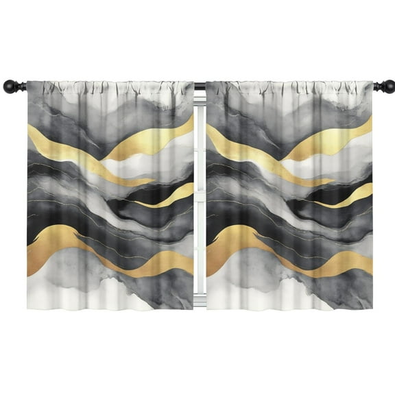Blackout Kids Curtains,Black and Gold Marble Childrens Insulated Curtains Set Of 2,Bedroom Essentials,Toddler Room Decor 42x54in(106x137cm)