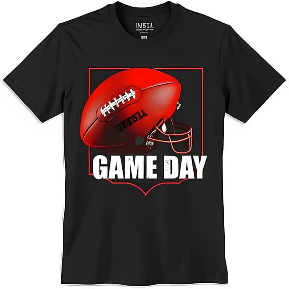 Game Day Black T-Shirt with Red & Graphic for Fans