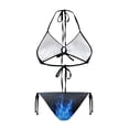 thumbnail image 2 of Chririnla Women's Blue Flame Print Halter Triangle Bikini Set - Sexy Tie Side Two Piece Swimsuit for Beach Vacation, Pool Party & Tropical Getaways, 2 of 9