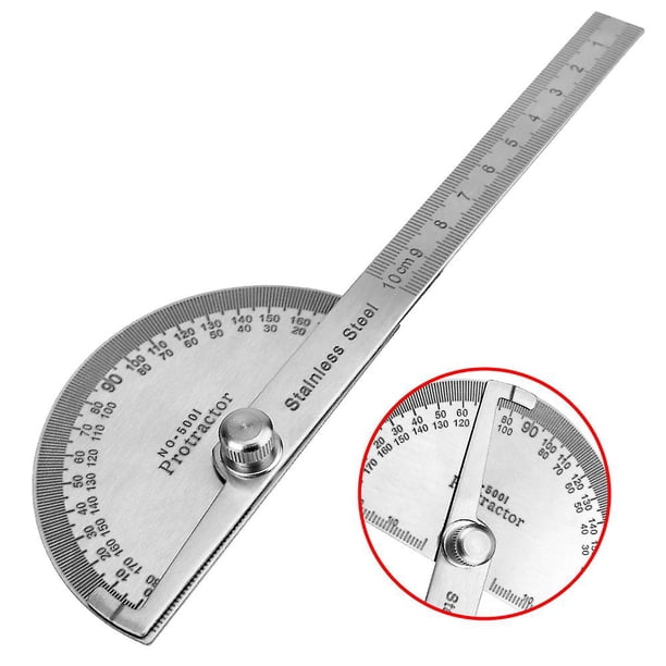 Goniómetro transportador de 180 grados, regla angular, herramientas de carpintería de acero inoxidable, buscador de ángulos de metal, regla de medición giratoria