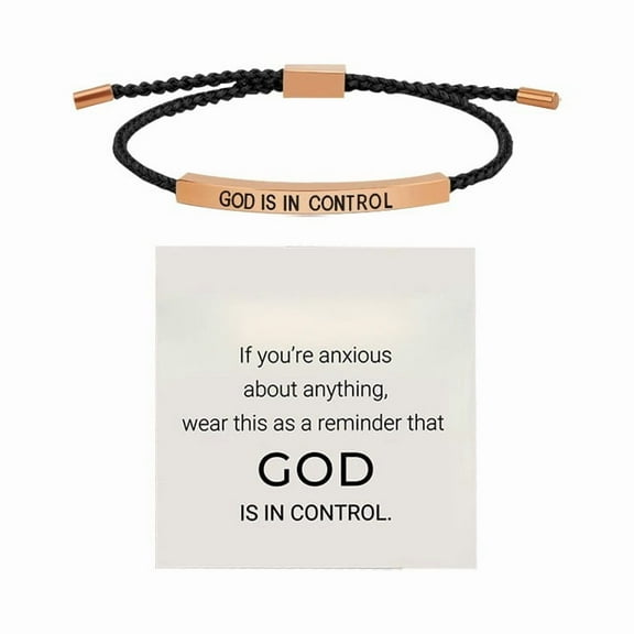 God Is In Control Bracelet Stainless Steel Inspirational Adjustable Braided Handmade Motivational Jewelry for Women Men Couple Friendship