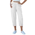 thumbnail image 2 of Admvng Linen Capri Pants for Women Elastic Waist Summer Casual Comfortable Cropped Pants, 2 of 9