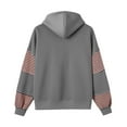 thumbnail image 5 of ITSAME Hoodie for Womens, with Pocket Striped Long Sleeve Oversized Loose Fashion Hooded Sweatshirt Gray L, 5 of 6