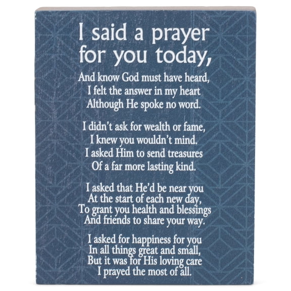 Said A Prayer For You Navy Blue 4 x 3 Wood Decorative Tabletop Block Plaque
