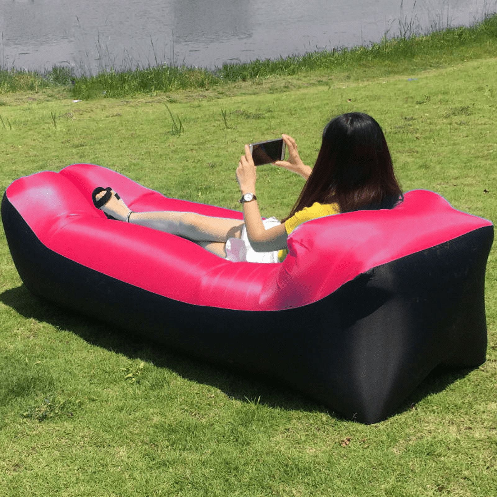 EASTIN 92.51x27.55in Air Filled Inflatable Lounger Features Pillow and Travel Bag Fast Inflatable Portable Outdoor or Indoor Wind Bed Lounger Air Bag Sofa Air Sleeping Sofa Couch Lazy Walmart