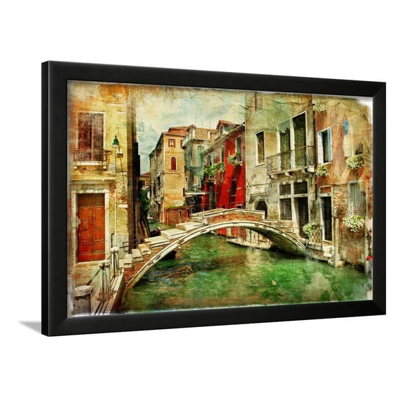 Amazing Venice Artwork In Painting Style, Scenic Transportation World Culture Framed Art Print Wall Art by Mauglil Sold by Art.Com
