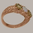 thumbnail image 3 of LBG British Made 10k Rose Gold Natural Opal & Peridot Womens Anniversary Ring - 33 size options - Size 10, 3 of 7