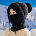 thumbnail image 3 of LIZUOJUN Women's Winter Knit Balaclava Women Face Mask 3 in 1 Neck Hood Scarf Thermal Windproof Hat for Cycling & Outdoor Activities Black A, 3 of 4