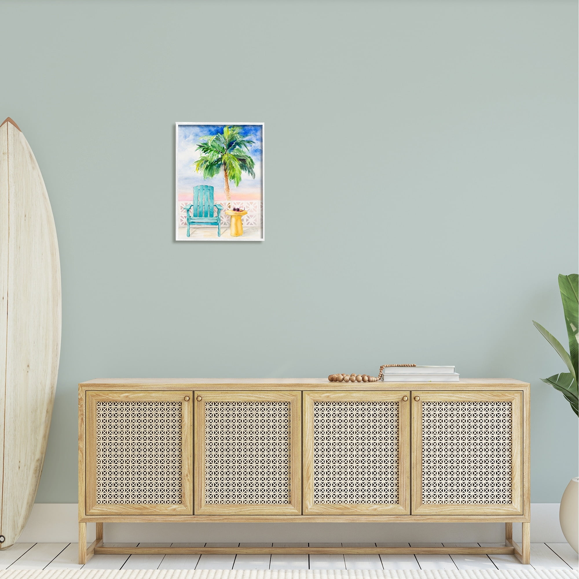 Stupell Industries Tropical Beach Chair Palm Tree Seaside Painting Framed Wall Art, 16 x 20, Design by Lanie Loreth