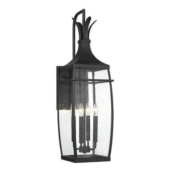 Matte Black Four Light Outdoor Wall Lantern from the Montpelier Collection