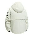 thumbnail image 3 of Brondbend Men's Waterproof Jacket Men's Solid Color Waterproof Long Sleeved Hooded Workwear with Multiple Pockets Jacket Oversized Outdoor Hiking Climb Coat,White, 3 of 6
