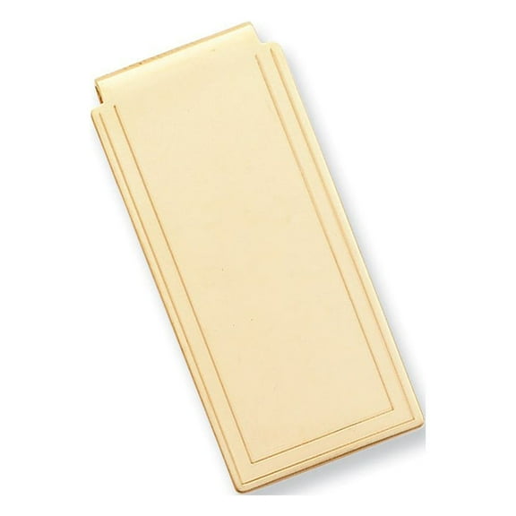 Gold-plated Kelly Waters Engraved Edge Plain Hinged Money Clip; for Adults and Teens; for Women and Men
