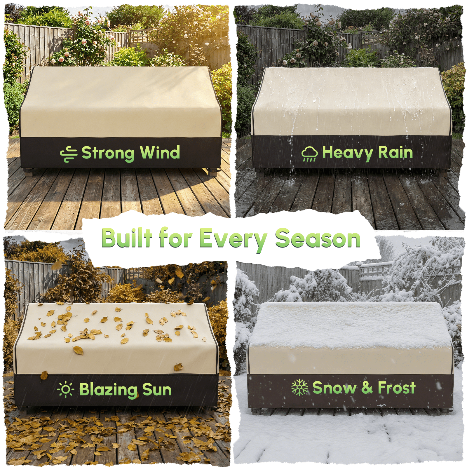 MR. COVER Outdoor Couch Cover Waterproof, Patio Furniture Covers for 2-Seater Couch, Heavy Duty Patio Sofa Cover Fits up to 60"W x 35"D x 35"H, Moisture-proof & UV-protection, Brown & Khaki