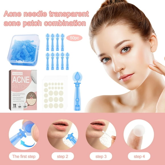 Transparent Pimple Patches 73pcs with 50 Count Disposable Acne Needles, Transparent Acne Treatment for Face Wart Remover
