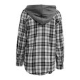 thumbnail image 5 of IROINNID Women's Shacket Jacket Plaid Long Sleeve Leisure Children s Comfortable Leisure Lattice Loose Tops , Black, 5 of 5
