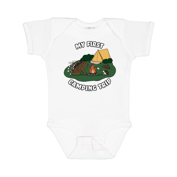 Inktastic My First Camping Trip-camping Hedgehog Boys or Girls Baby Bodysuit