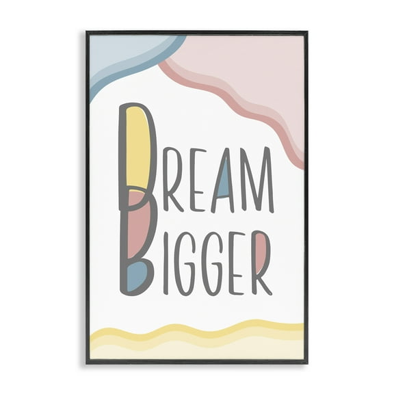 Stupell Industries Dream Bigger Pastel Shapes Text & Numbers Painting Black Framed Art Print Wall Art, 12 x 18