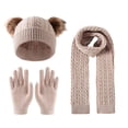 thumbnail image 3 of Sentuca Kids Winter Hat Gloves Scarf Set, Girls Boys Hat Beanie Pom Knitted Scarves Cute Bear Ear Warm Accessory Khaki Size 3-12Y, 3 of 6