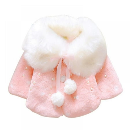 

Faux Fur Coat Newborn Infant Baby Girl Jacket Cape Cloak Poncho 0-3 Years