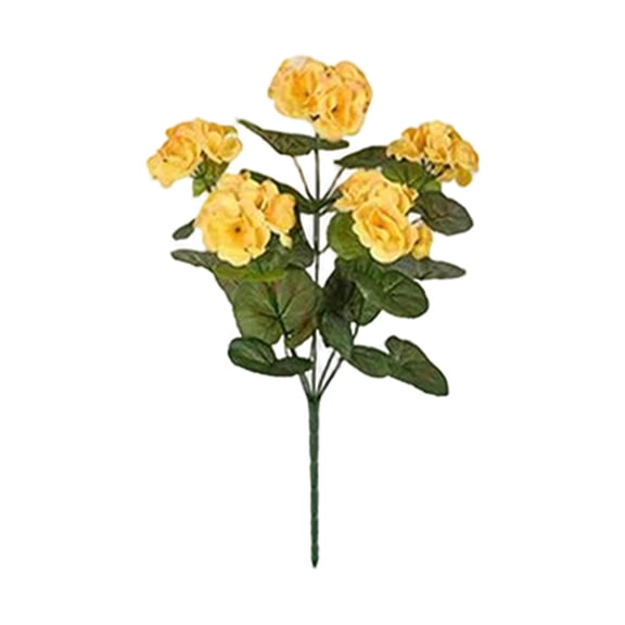 dgysar 14-inch Artificial Geranium Stem Realistic Silk Crabapple Flowers for Outdoor Garden Porch Window Box Hanging Basket Red Yellow 1 PCS