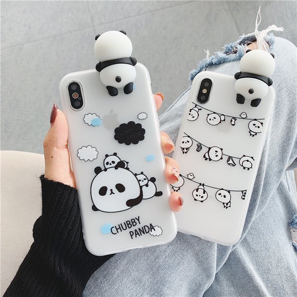 ShenMo 3D Cartoon Panda Phone Case for iPhone 11pro max Case Soft Back  Candy Color Cute Bear Design Slim Flexible Case Cover Gel Rubber Bumper for