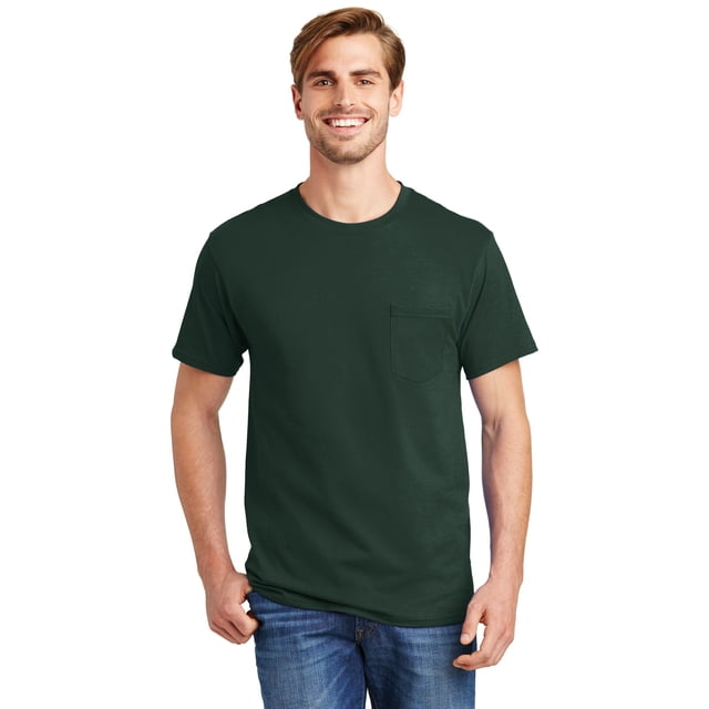 Hanes® - Camiseta auténtica 100% algodón con bolsillo. 5590 hanes 5590