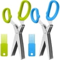 thumbnail image 1 of Juego de 2 tijeras para hierbas de acero inoxidable, tijeras de cocina multiusos con 5 cuchillas y cepillo de limpieza, 1 of 5