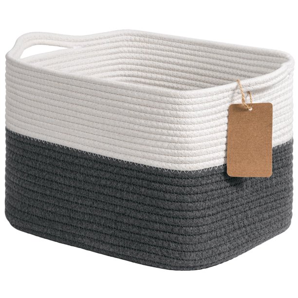 Canasto de Almacenamiento Goodpick 33x25x23 cm de Cuerda de Algodón Rectangular