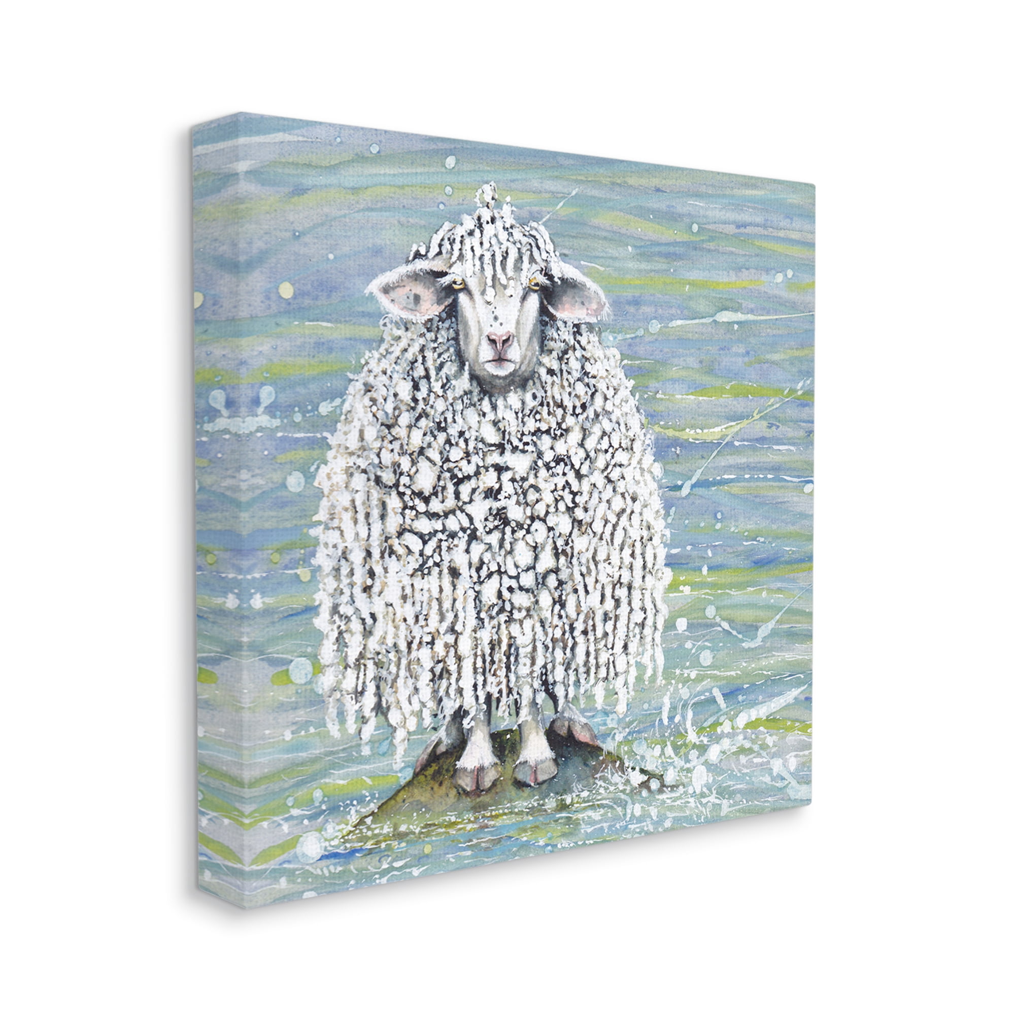 Stupell Industries Abstract Sheep Modern Splatter Animals & Insects Painting Gallery Wrapped Canvas Print Wall Art, 30 x 30
