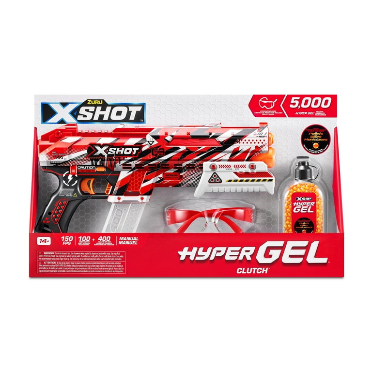 ZURU X-Shot Hyper Gel Clutch Blaster with Fire Ammo Mag, 5,000
