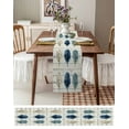 thumbnail image 3 of Blue Beige Feathers Table Runner 108 Inches, Boho Watercolor Vintage Wood Grain Bed Runner Dresser Scarves Tabletop for Indoor Outdoor Parties/Ceremony/Banquet, 13"x 108", 3 of 8