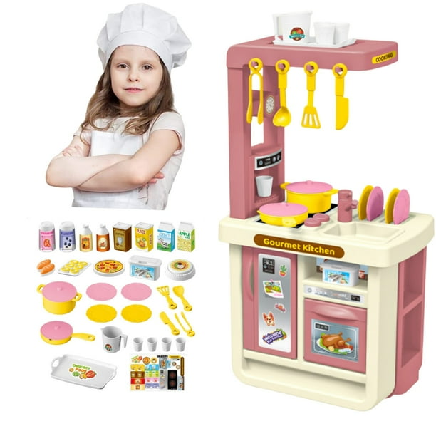 Juego de vajilla de simulación para niños de 43 piezas, ideal para cocinar en casa, juguetes educativos para niños y niñas, juguetes de vacaciones, regalo de cumpleaños.