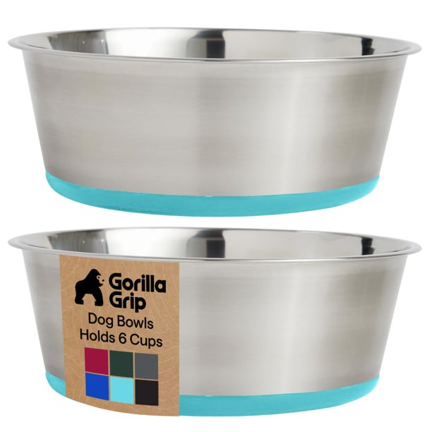 Cuencos para perros GORILLA GRIP de acero inoxidable 304 de grado alimenticio, 1,4 L, juego de 2