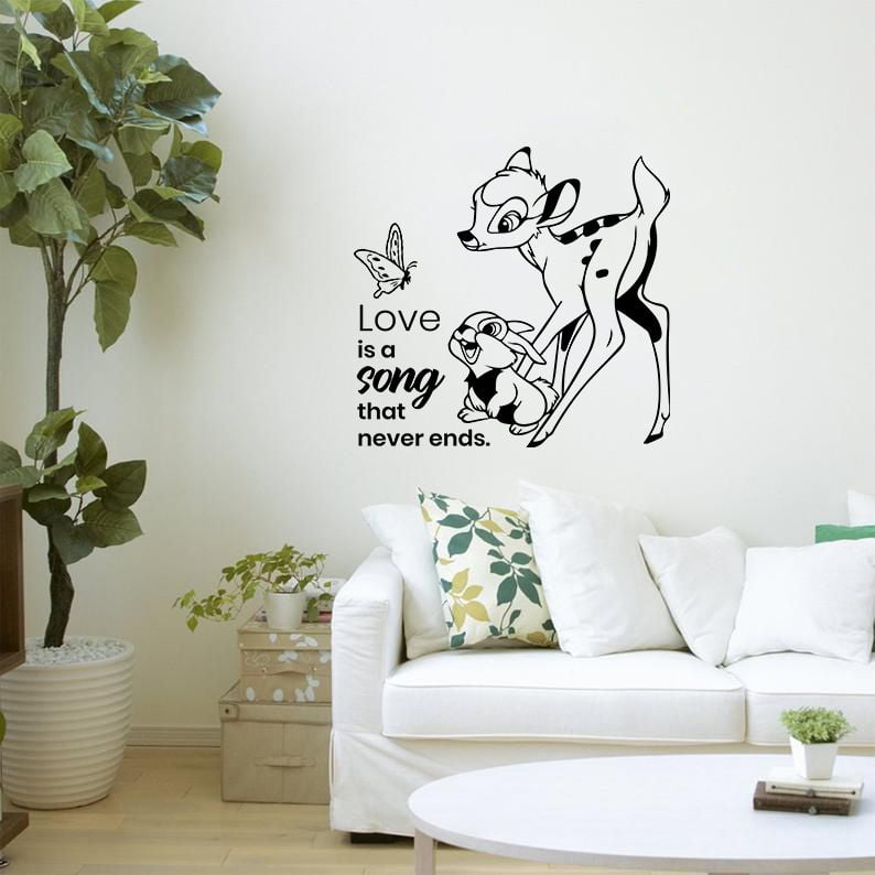 PRINTED WALL ART BAMBI GRAPHIC STICKER KIDS BED ROOM 