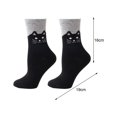thumbnail image 4 of 1 Pair Winter Socks Wind-proof Soft Touch Adorable Mid Cuff Cat Print Lady Socks for Daily Wear, 4 of 11