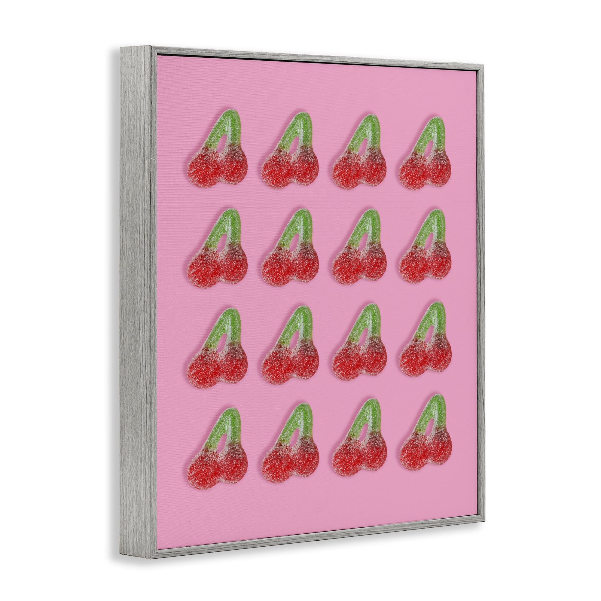 Stupell Industries Cherry Candy Pattern Gray Framed Giclee Art, design by LISH Creative